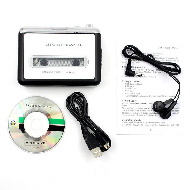кассетный плеер Кассетный USB Walkman Кассетная лента музыкальный аудио рекордер MP3
