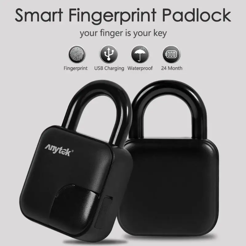 Anytek L3 Smart Keyless замок отпечатков пальцев USB Перезаряжаемый электронный Противоугонный замок безопасности IP65 Водонепроницаемый дверной замок для чемодана
