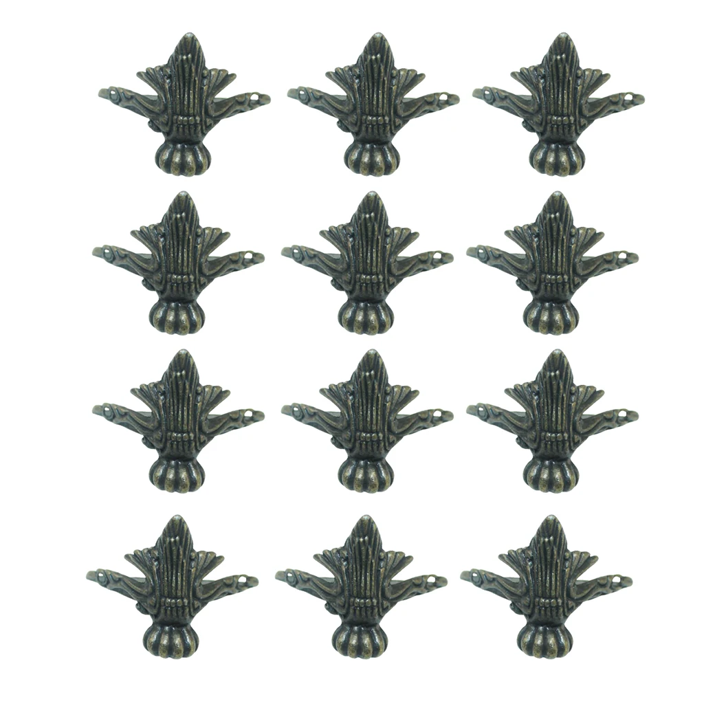 

12Pcs Antique Hardware Jewelry Wood Box Case Decorative Feet Leg Corner Protector Decor
