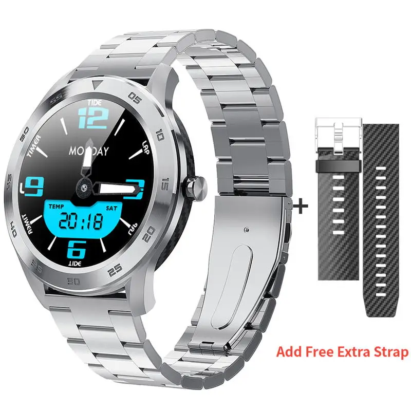 Silver steel Умные часы для мужчин IP68 Водонепроницаемые ЭКГ+ PPG пульсометр кровяное давление фитнес-трекер Bluetooth Смарт-часы для samsung Xiaomi Iphone - Цвет: Silver steel