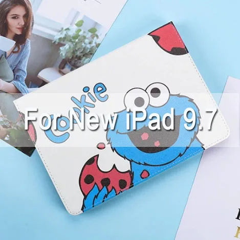 Blue For new pad9.7 Умный чехол с мультипликационным принтом Элмо и куки для iPad Air 1/2, iPad, ультра тонкий чехол с подставкой для iPad 234, mini12345, Автоматическое включение/выключение - Цвет: Blue For new pad9.7