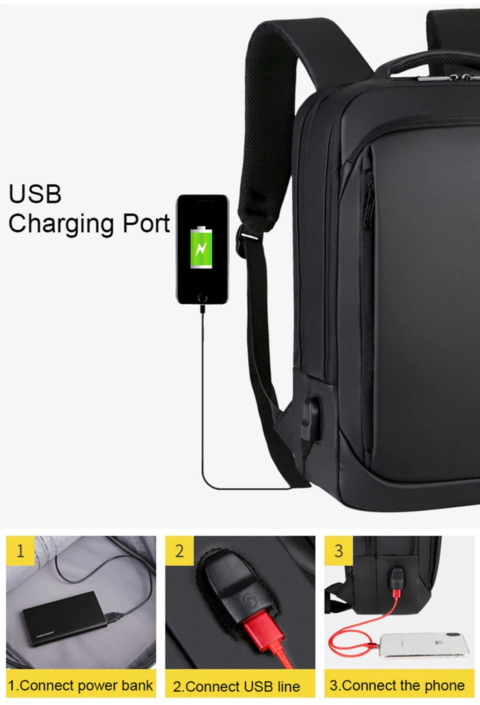Mens USB Charging Backpack 14 15.6 inch Laptop Bags Male Business Bagpacks Waterproof Multifunctional Travel Backpack Man Bag (10)