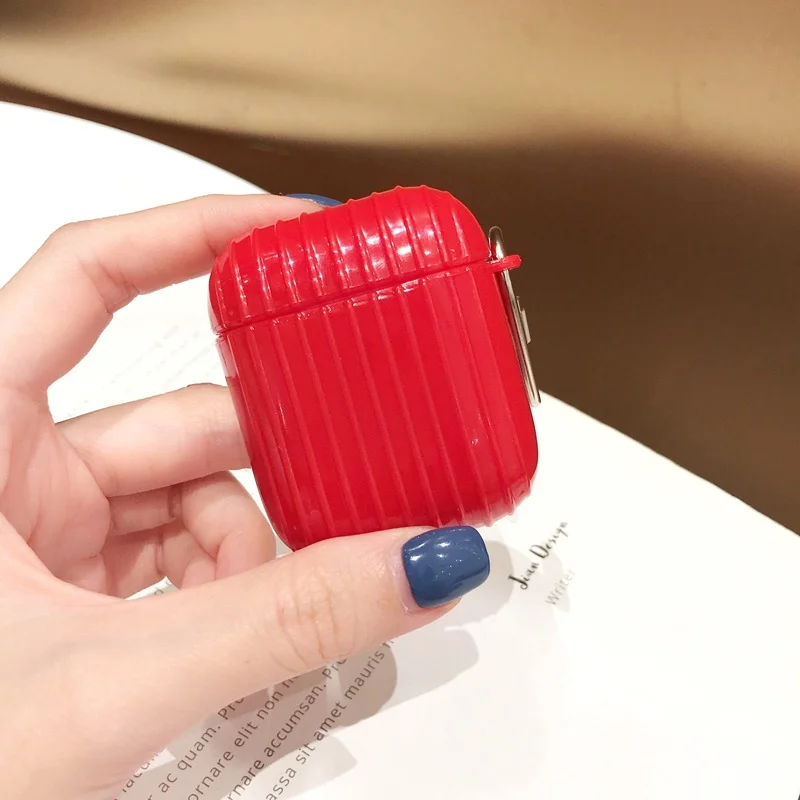 Чехол для AirPods Модный милый чехол для багажа беспроводной Чехол для наушников для Apple Airpods 2 1 Защитная крышка с кольцом брелок