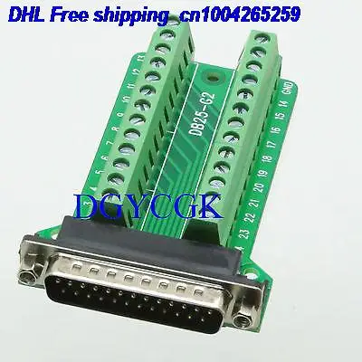 

DHL 50pcs DB25 D-SUB male plug 25-pin port 2 row Terminal breakout PCB Board connector 22db