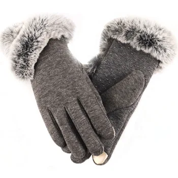 

1 Pair Casual Fashion Washable Windproof Winter Women Gloves Autumn Knitting Protective Phone Playing Reusable Mirco Velvet