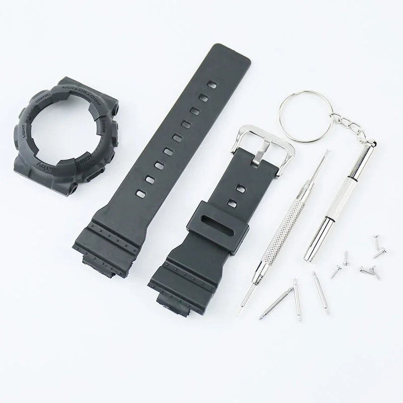 black Аксессуары для часов резиновый ремешок 14 мм с пряжкой для Casio BABY-G BA 110 111 112 120 женский резиновый чехол для спортивных часов - Цвет ремешка: black