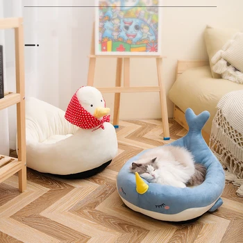 Pet Cat Dog Bed House for Cats Indoor Warm Kitten Kennel Small Dog Nest Collapsible Cats Cave Cute Sleeping Mats Winter Products 1