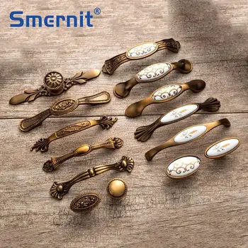 

Antique Bronze Door Handles Noble Drawer Pulls Vintage Kitchen Cabinet Handles and Knobs Retro Furniture Handles Hardware