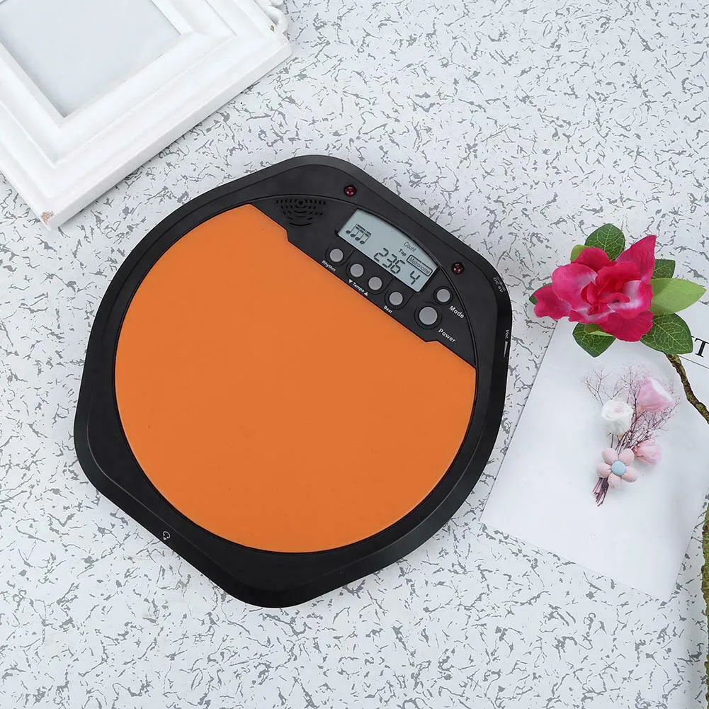 

8 Inch Metronome Drum Dumb Pad Beginner Rhythm Practice 2 In 1 Count LCD Diaplay Electronic Beat Trainer Instruments Parts