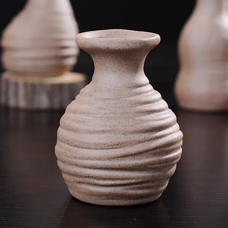 Hand-made керамики старый рок-н-грязи цветок Цветочная композиция ваза Гостиная офис Товары для дома Керамика украшения