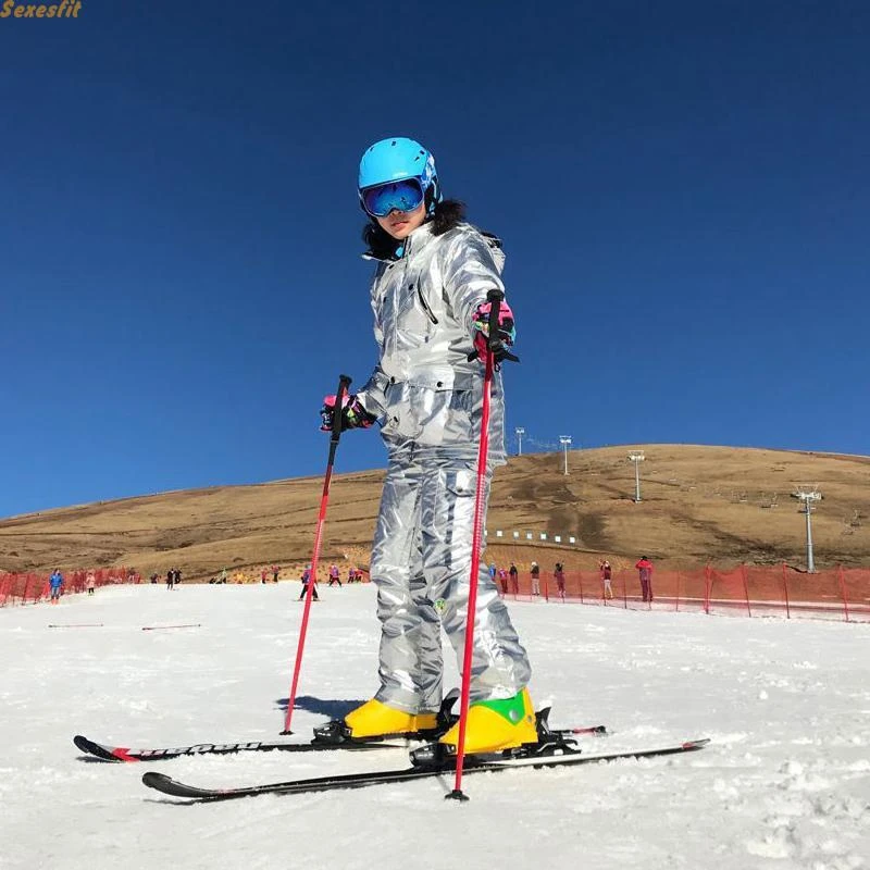 Traje de plateado para hombre y mujer, ropa deportiva de invierno para exteriores, ropa de esquí impermeable, cálida y gruesa, conjunto de chaqueta y pantalón para Snowboard|Chaquetas de esquiar| - AliExpress