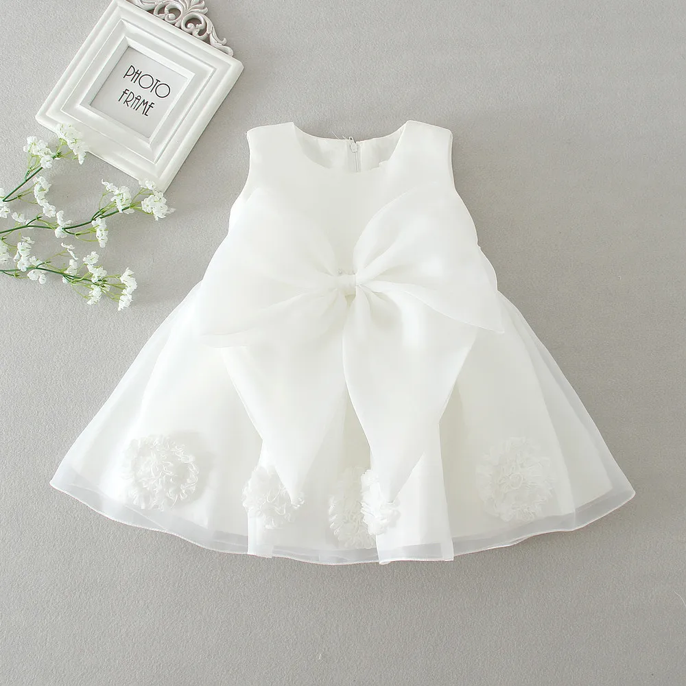 Baby Girl Dress Baby Clothing Infant Newborn Baby Girls Solid Dress Formal Solid Dresses Flower Princess Party White Gown