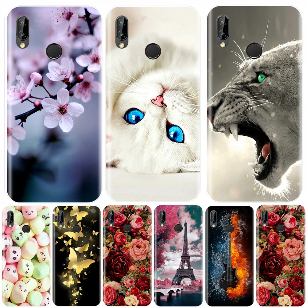 Phone Case For Huawei P20 P10 P9 P8 Lite 2017 Soft Silicone Cute Cat Painted Back Cover Pro Mini | Мобильные телефоны и