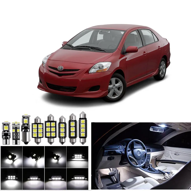 8pcs Auto Car Interior LED Light Bulbs Canbus Kit For TOYOTA Yaris 2006