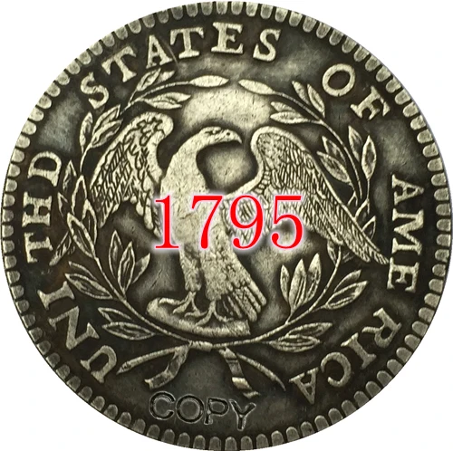 США 1795 течет доллар с изображением волос Тип 2 копии монет