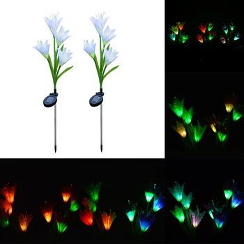 

2pcs Solar Lily Flower Lamp Multi-Color Changing LED Solar Lantern Lawn Lamp Artificial Flower Light For Patio Yard Garden Decor