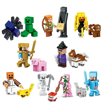 

The Diamond Steve Ghast Zombie Slime Minifigs Building Block Action Figure Compatible My World MinecraftINGlys Bricks Set Toys