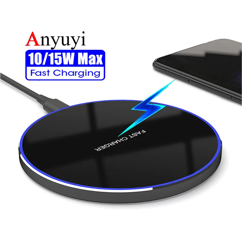 

10/15W Max Wireless Fast Charger for iPhone 8 X XR XS Stand High Power Aluminum Alloy Phone Charging Dock Pad for Samsung S10 S9