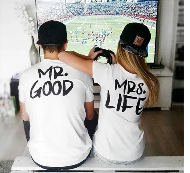 Футболка с коротким рукавом для женщин новый дизайн смешная одежда Mr. And Mrs.
