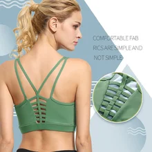 Спортивный бюстгальтер с пуш-ап, Топ для женщин, перекрещивающиеся лямки, однотонный спортивный бюстгальтер для йоги, жилет с мягкими вставками, Спортивное нижнее белье для фитнеса