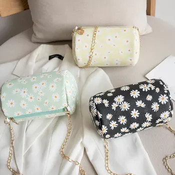 

New Small Daisies Printing Shoulder Bag Handbag Tote Messenger Bag Sling Chain Crossbody Bag Fashion Cute Pillow Phone Bag