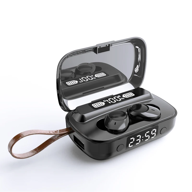 TWS Bluetooth Earphones Earbuds with 2200mAh Power Bank Charging Box Wireless Headphone 9D Stereo Sports Headset with Microphone