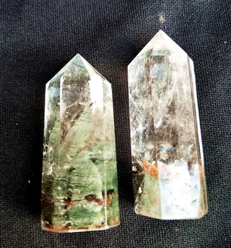 

Natural Crystal Clear Quartz Transparency Green Ghost Healing Stone Hexagonal Prisms 50-80mm Obelisk Wand Stone Home Decor 1PC