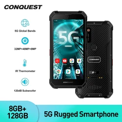 CONQUEST S21 Global Version Dual 5G Rugged Smartphone 8GB 128GB IP68 Waterproof 48MP Rear Camera Android 11 NFC Mobile Phone