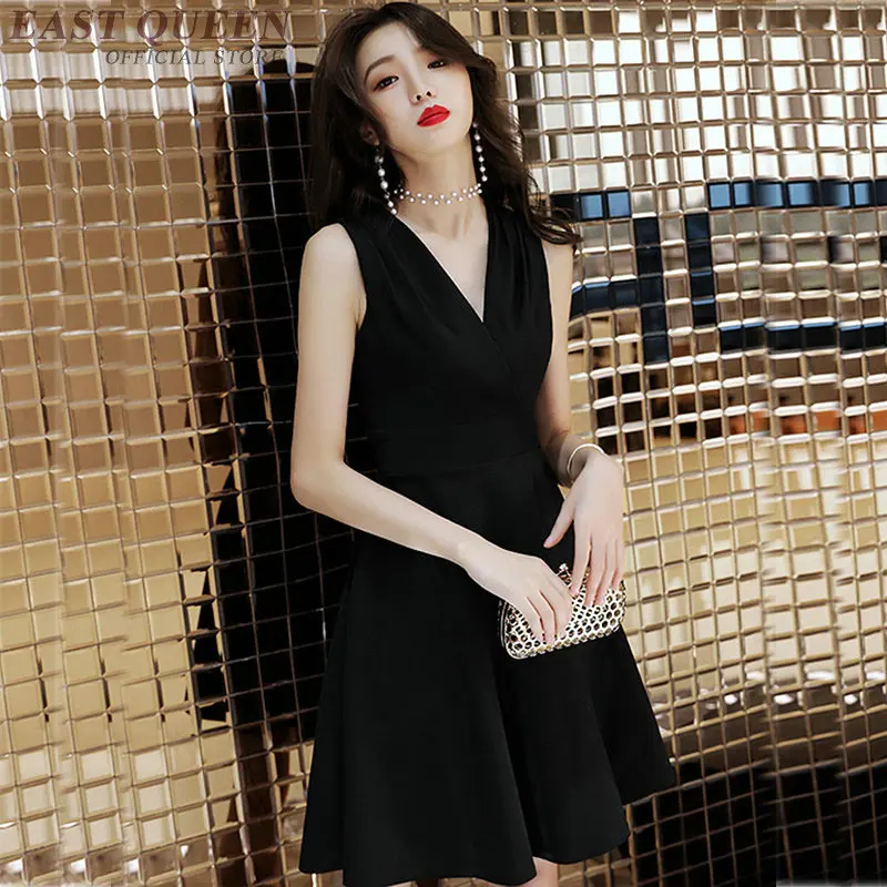 

Short Black Dress Party 2019 Vestido V Neck Sleeveless A Line Dinner Dresses For Women 2019 Summer Dresses DD2256