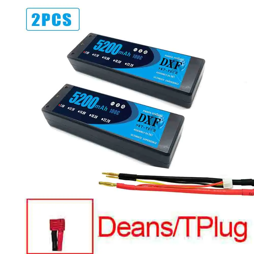 2 шт DXF RC батарея Lipo 2S 7,4 V 5200mah 100C 200C 4,0mm Hardcase для автомобиля Slash 4X4 - Цвет: 2PCS2S5200HARDT
