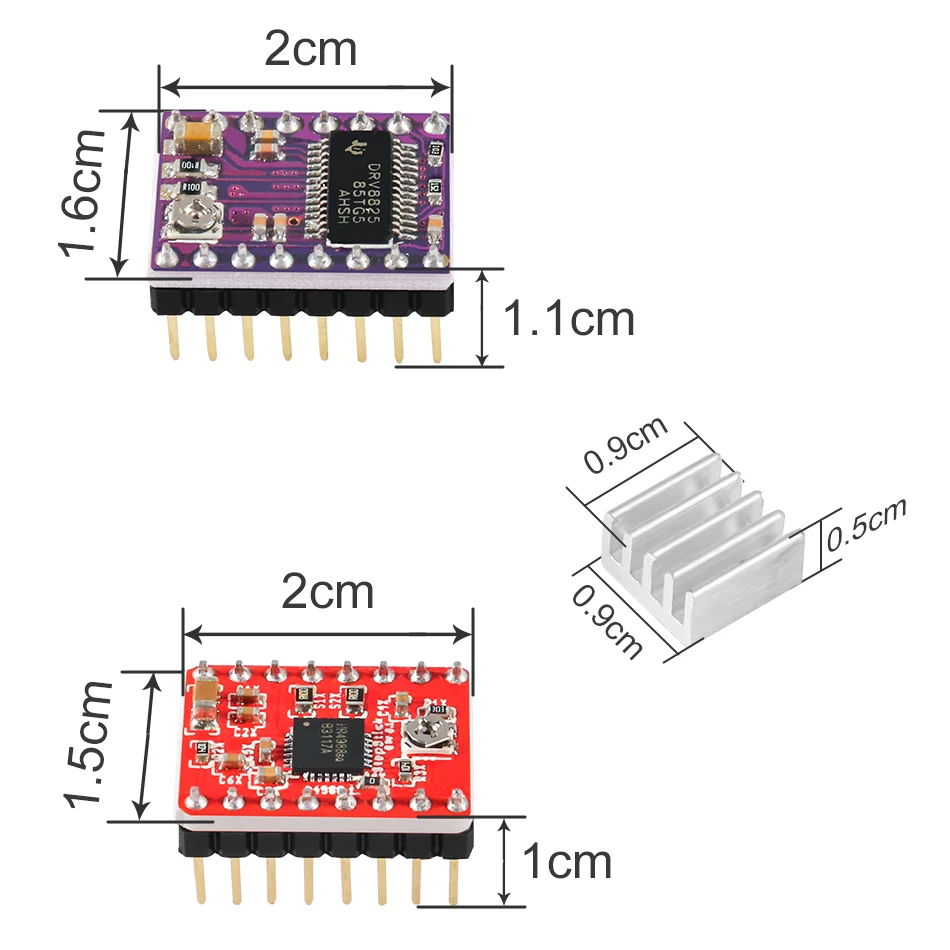 A4988 DRV8825 шаговый двигатель драйвер с радиатором 3d принтер части StepStick Перевозчик Reprap RAMPS 1,4 1,5 1,6