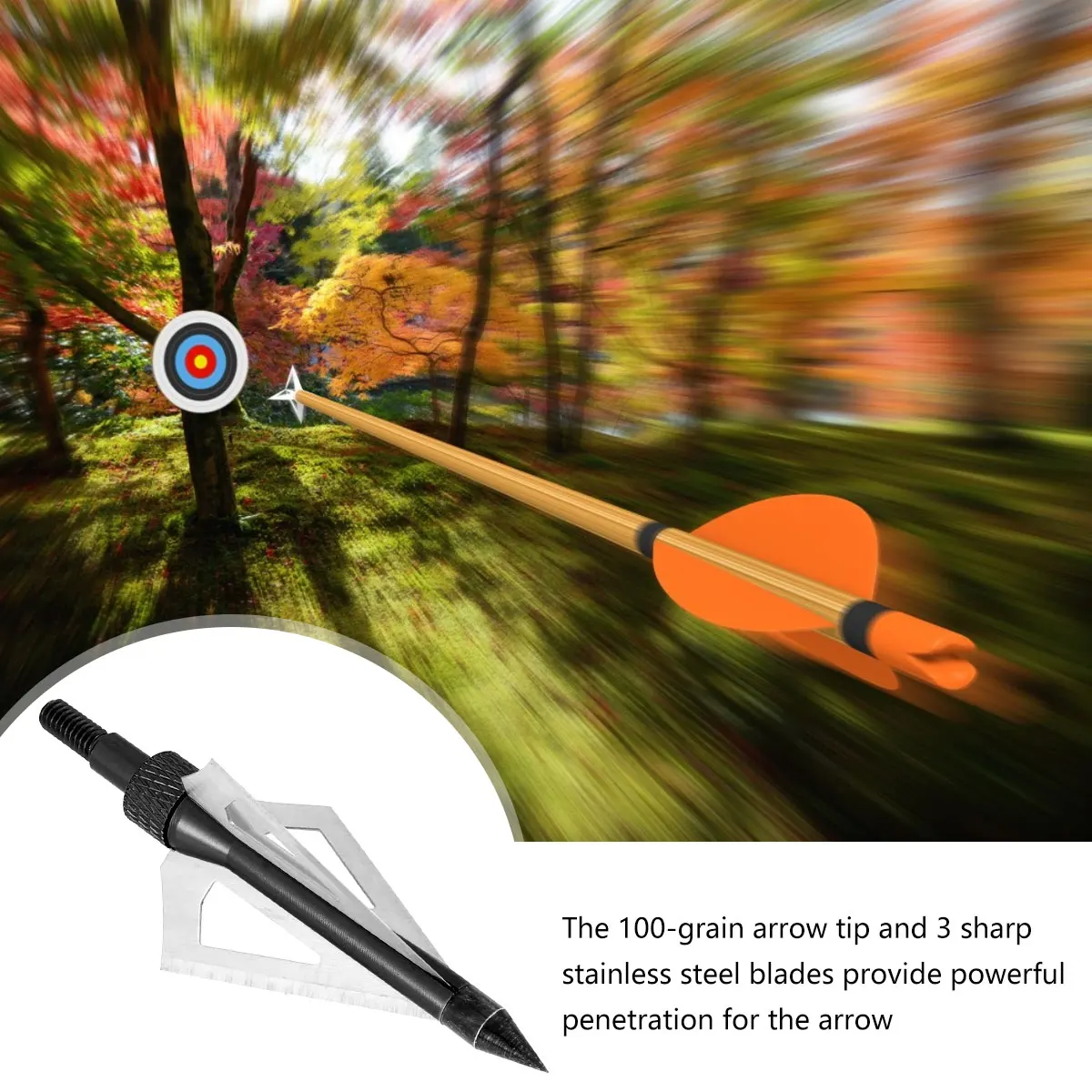 12PCs Hunting Stinger Broadheads 4 Blade 100Grains 2 Sawtooth Blade for