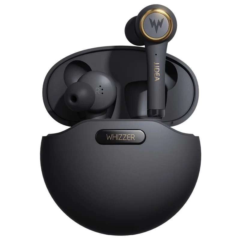 WHIZZER TP1S, беспроводные наушники Bluetooth 5,0, мини стерео гарнитура с двумя ушками, Tws, настоящие Беспроводные наушники с зарядным устройством - Color: Black