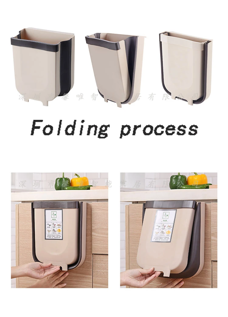 9L Bathroom Toilet Waste Storage Bucket for Folding Waste Bins Kitchen Garbage Bin Foldable Car Trash Can Wall Mounted Trashcan