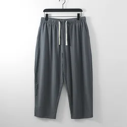 Summer pants men 5XL 6XL 7XL 8XL 9XL 10XL 11XL 12XL Waist 170cm Plus size Cotton linen large size trousers men black colors