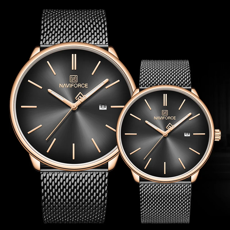 Новые часы для влюбленных NAVIFORCE кварцевые простые мужчин и женщин мужские
