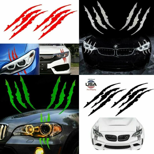 2 Pcs Weihnachten Lustige Auto Aufkleber Monster Klaue Scratch Aufkleber  Reflektierende Aufkleber Für Auto Scheinwerfer Decor - AliExpress