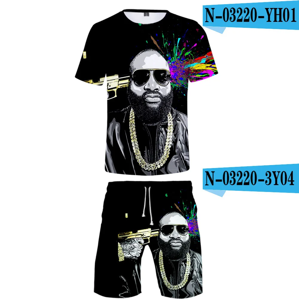 Рик Росс комплект из двух предметов футболка и шорты Harajuku для мужчин Rick Ross футболка уличная Harajuku короткий рукав плюс размер уличная - Цвет: D