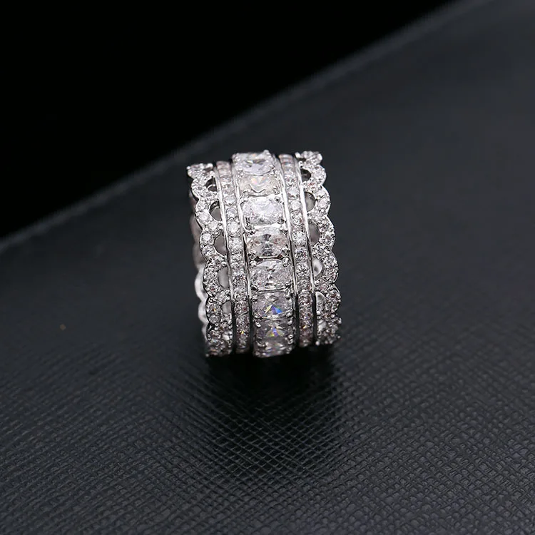 

European and American Lace Hollow Out Silver Index Finger Wide Ring Temperament Versatile Trendsetter Decoration Rings for Women