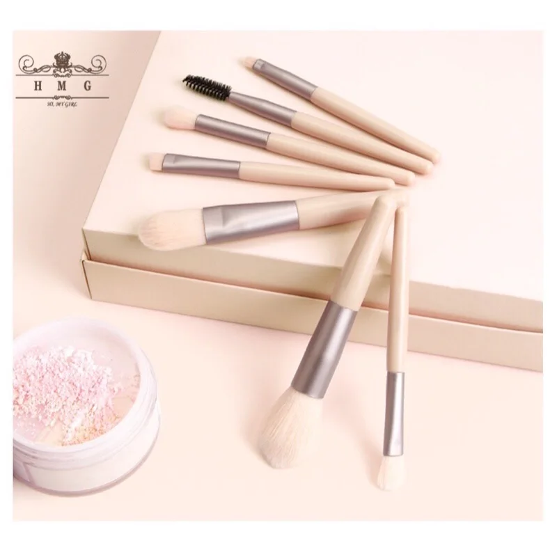 

HMG 7 Pcs Makeup Brushes Set Powder Foundation Makeup Tools Eyebrow Lip Cosmetics Beauty Professional Brush Nylon Hair For Woman