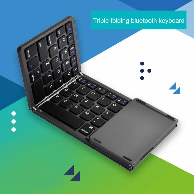 

Basix Wireless Keyboard Bluetooth Folding Touchpad Mini Keyboard Foldable Wireless Keypad for IOS/Android/Windows Ipad Tablet