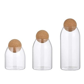 

Glass Storage Jar with Wood Lid Ball Clear Candy Jar for Serving Tea Coffee