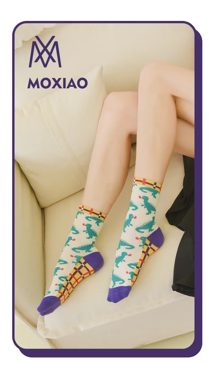 PEONFLY модные женские носки забавный мультипликационный кролик в стиле кавай поросенок динозавр узор Calcetines удобные носки из хлопка на осень