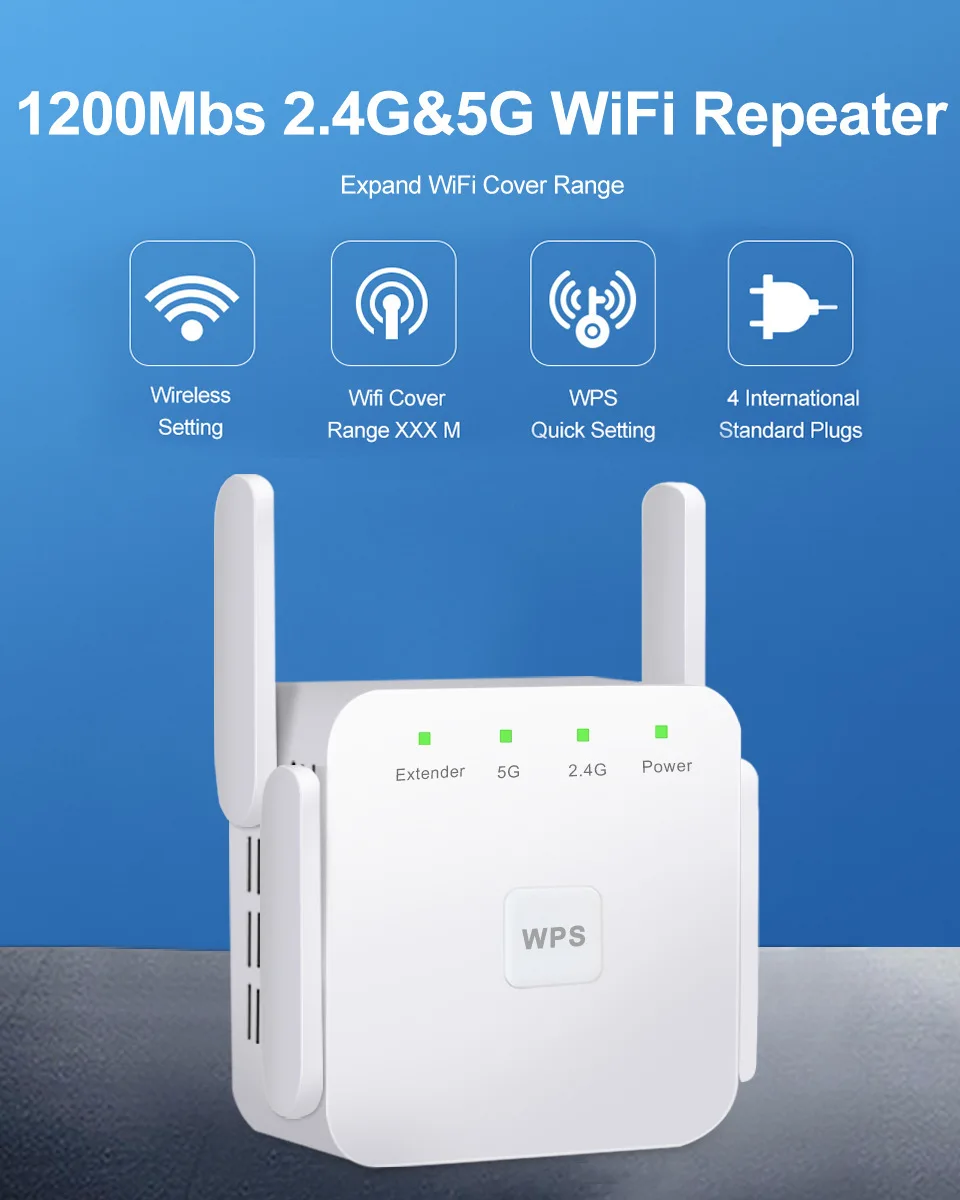 2.4G 5G WiFi Repeater Wi Fi Bộ Khuếch Đại 300M 1200 Mbps Tăng Áp Router WiFi 5Ghz tầm Xa Bộ Mở Rộng Điểm Truy Cập wifi network amplifier