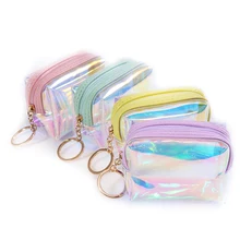 1 шт. лазерный квадратный прозрачный Кошелек для монет для женщин и девушек, мини-кошелек из ПВХ на молнии, сумка для визитных карточек, маленькая звезда, кошелек для монет