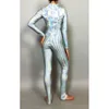 12 Colors Trendy Holographic Long Sleeve Jumpsuit Novelty Laser Color Catsuit Back Zipper Unitard Performance Dancing Costume ► Photo 2/6