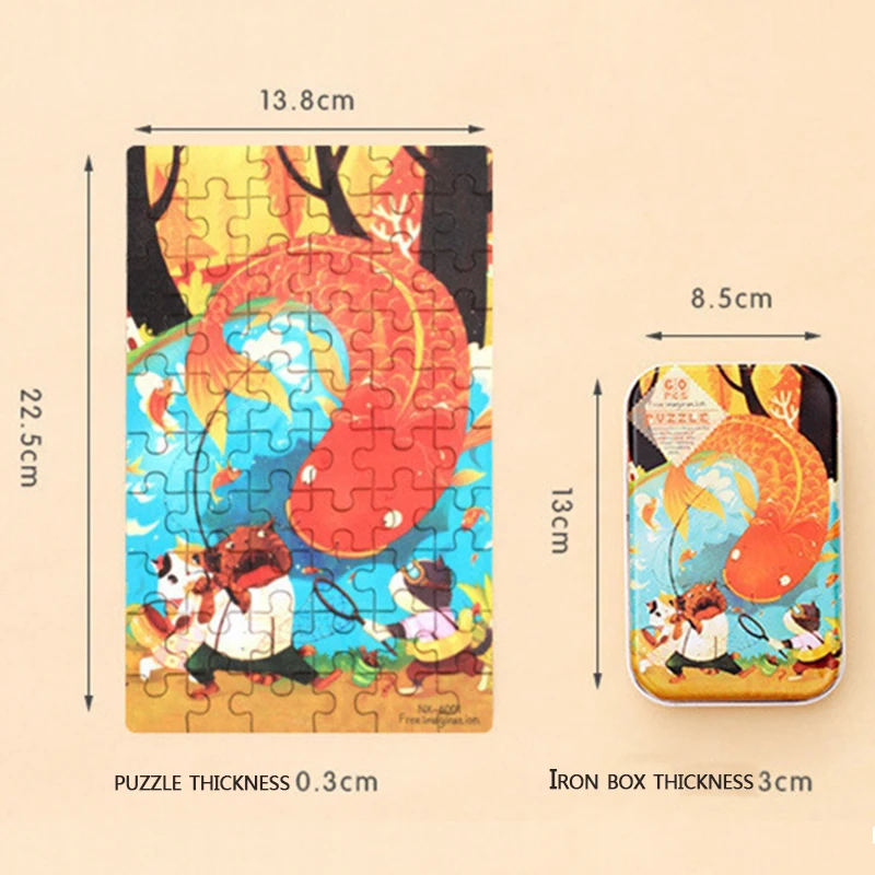 Головоломки 60 шт./компл. креативная железная коробка пакет мультфильм Животные Динозавр игрушки для детей обучающая игрушка для детей деревянные головоломки