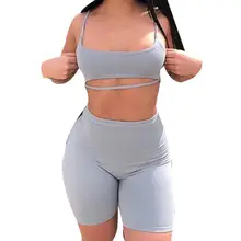 Женский спортивный тренировочный костюм для йоги, укороченный топ, шорты, 2 предмета, Тонкая Повседневная, Спортивная, летняя одежда выше колена