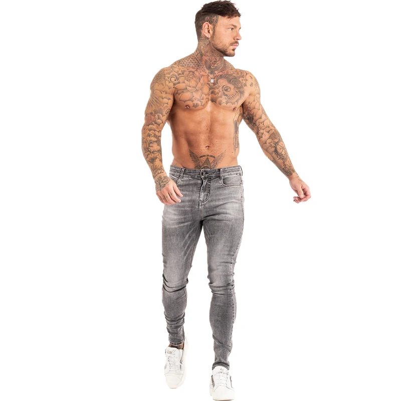 GINGTTO Brand Jeans Men Homme Slim Fit Super Skinny Jeans for Men Hip Hop Ankle Tight Cut Closely To Body Big Size Stretch zm129