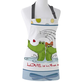

Crocodile Animals Love Is In The Air Print Apron Print Unisex Kitchen Bib with Adjustable Neck for Cooking Gardening